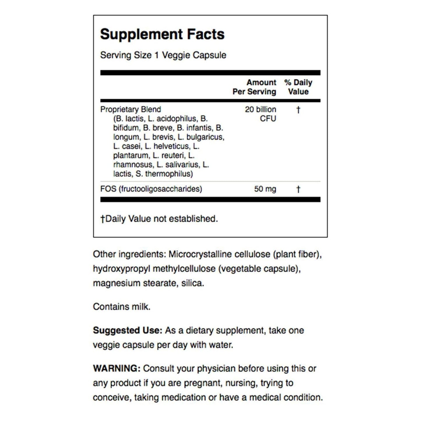 Swanson Probiotic for Digestive Health – 60 Veggie Caps, 2B CFU, 16 Strains, Prebiotic FOS