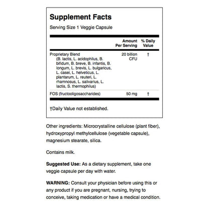Swanson Probiotic for Digestive Health – 60 Veggie Caps, 2B CFU, 16 Strains, Prebiotic FOS