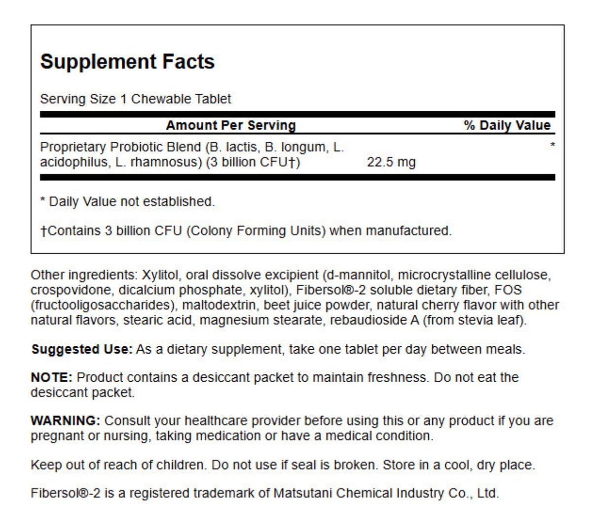 Swanson Probiotic Kids NAT Cherry 60 CHWBL | Sugar-Free Cherry Probiotic for Kids
