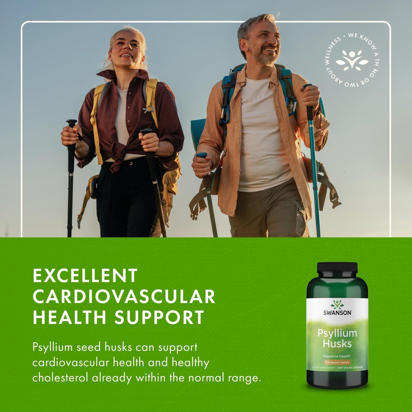Swanson Psyllium Husk Dietary Fiber Supplement 610 mg – 300 Capsules (2 Pack)