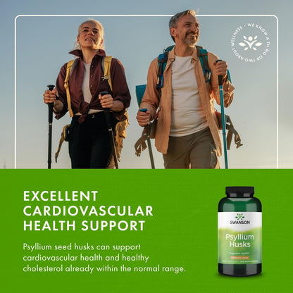 Swanson Psyllium Husk Dietary Fiber Supplement 610 mg – 300 Capsules (2 Pack)