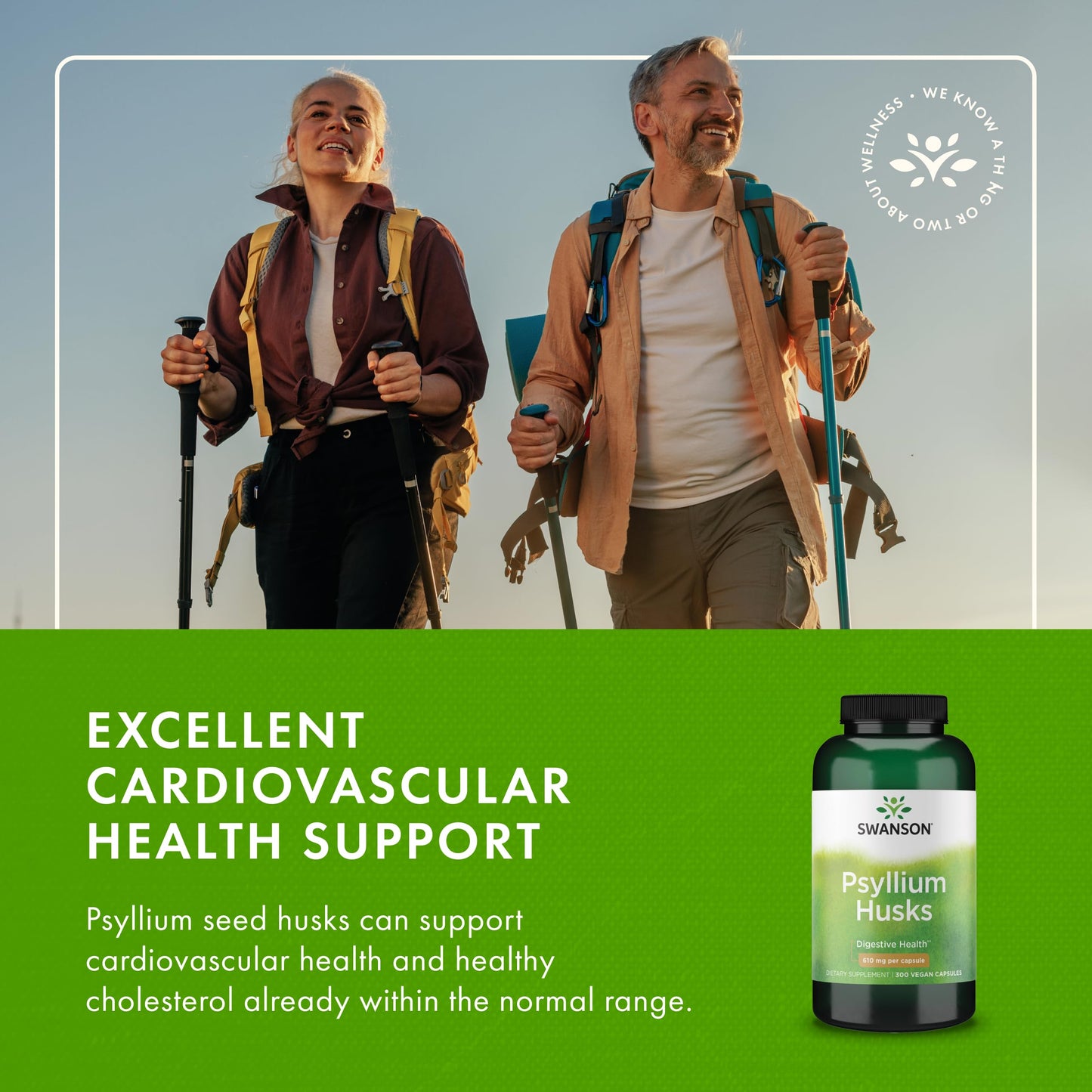 Swanson Psyllium Husk Dietary Fiber Supplement 610 mg – 300 Capsules