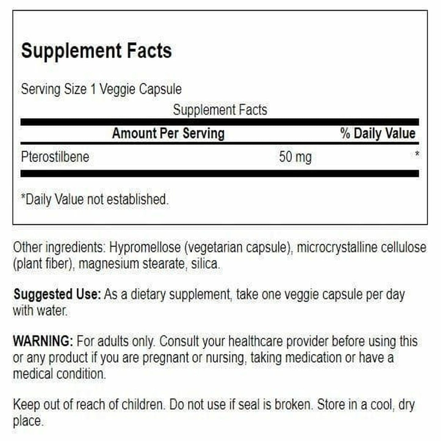 Swanson Pterostilbene 50 mg 30 Veg Caps | Vegetarian Antioxidant Supplement