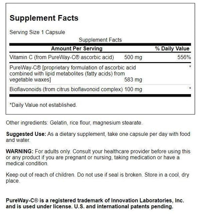 Swanson Pureway-Vitamin C 500mg with Bioflavonoids – 2-Pack (90 Capsules Each)