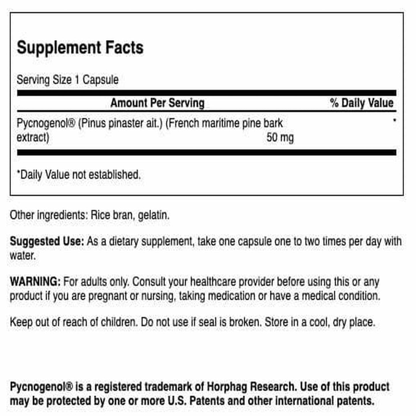 Swanson Pycnogenol 50 mg 50 Caps (2 Pack) – Joint & Brain Support