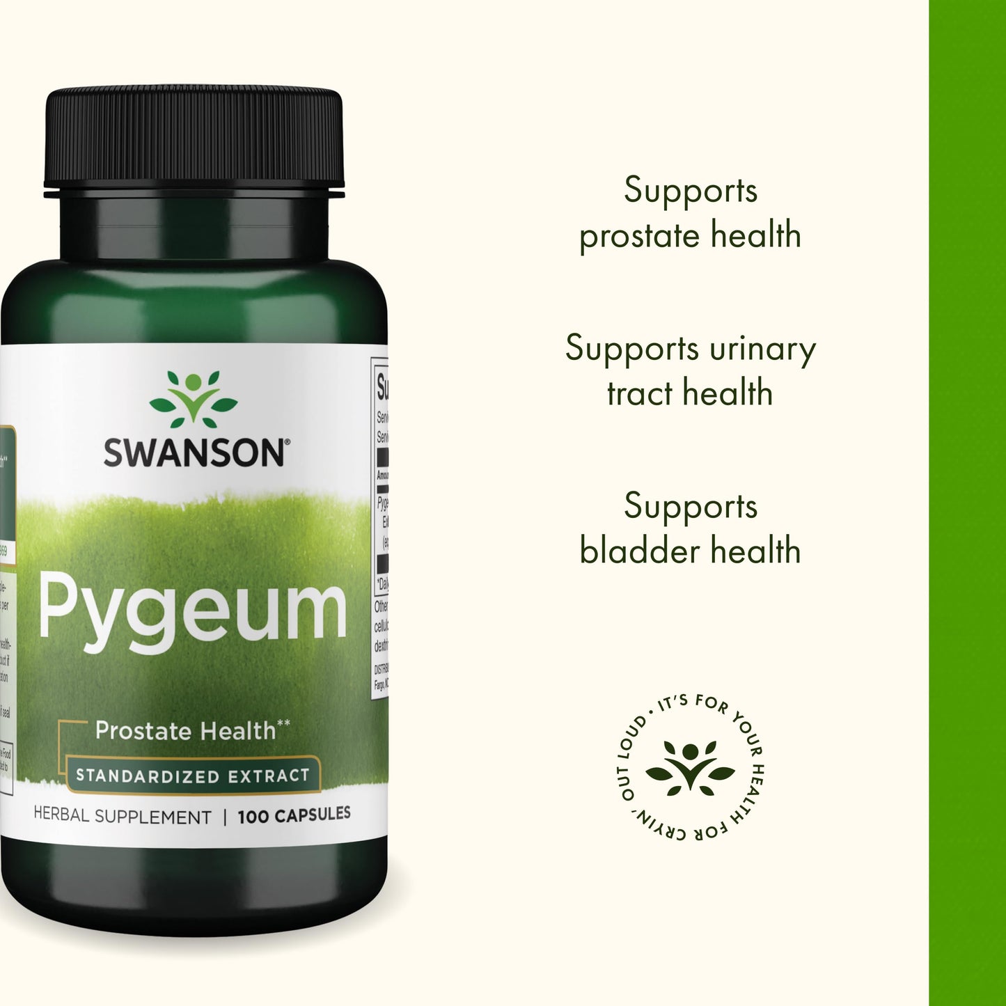 Swanson Pygeum - Prostate & Urinary Health Herbal Supplement (100 Capsules, 125 mg Each)