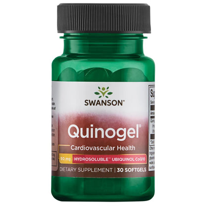 Swanson Quinogel (Hydrosoluble Ubiquinol CoQ10) 50 Milligrams 30 Sgels