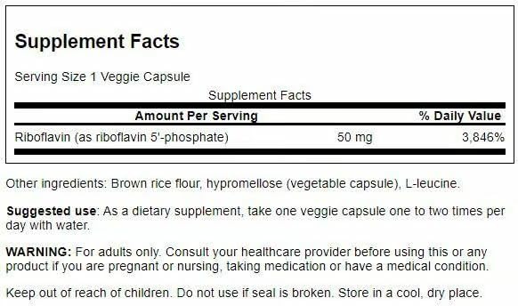 Swanson R-5-P (Riboflavin-5-Phosphate) - Vitamin B2 for Energy, Metabolism & Vision (60 Caps) 2-Pack