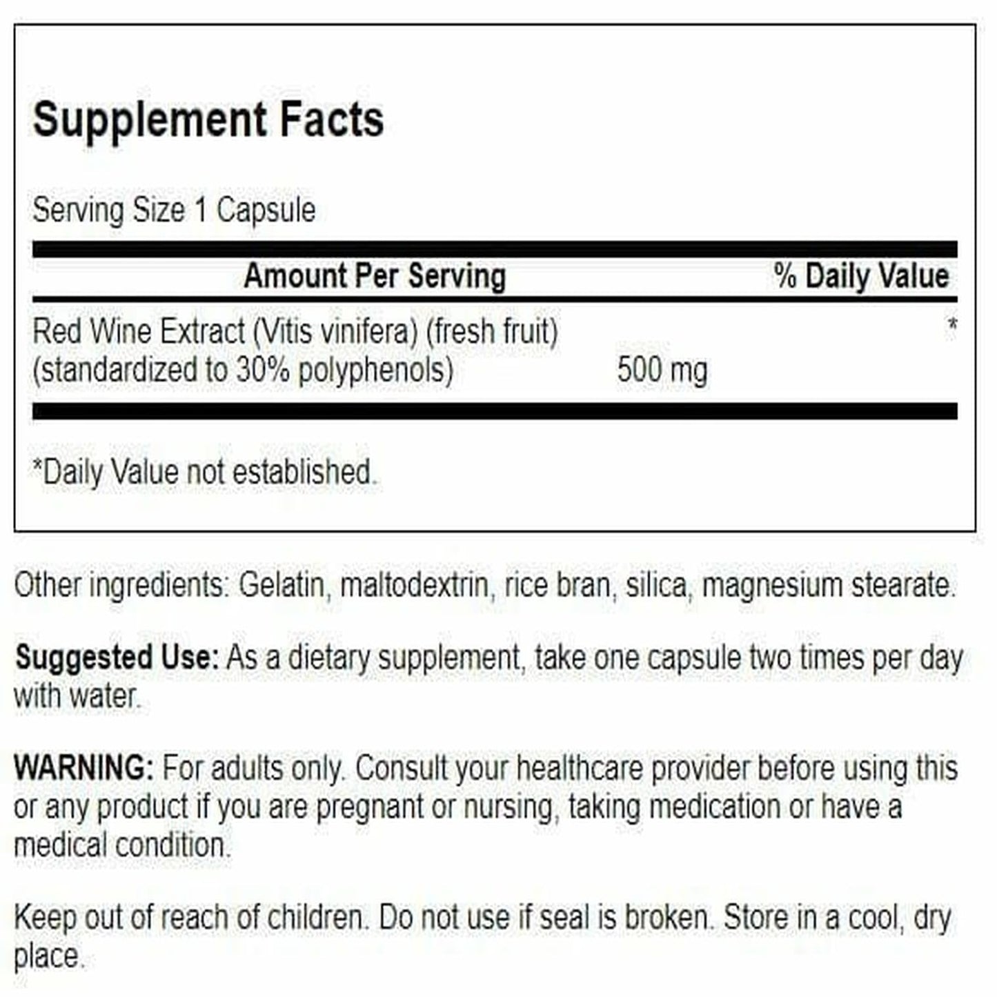 Swanson Red Wine Extract 500 mg - 90 Capsules | Antioxidant Polyphenols for Heart Health