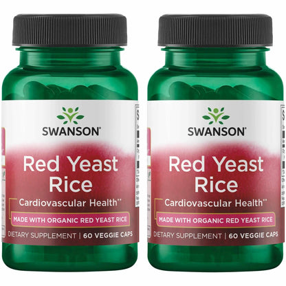 Swanson Red Yeast Rice 600 mg Organic 2 Pack (60 Veg Capsules)