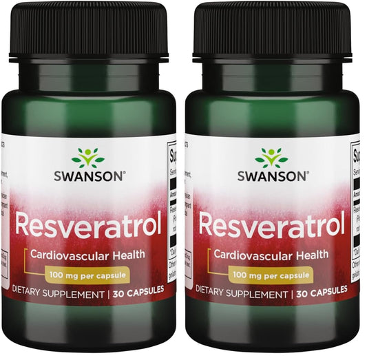 Swanson Resveratrol 100 - 100 mg, 30 Capsules (Pack of 2) – antioxidant support BritishVita | Premium UK Vitamins & Wellness Supplements