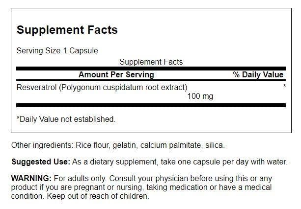 Swanson Resveratrol 100 - 100 mg, 30 Capsules (Pack of 2) – antioxidant support