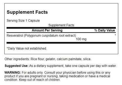 Swanson Resveratrol 100 - 100 mg, 30 Capsules (Pack of 2) – antioxidant support