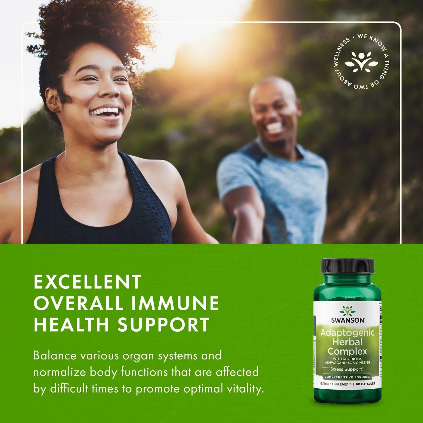 Swanson Rhodiola Ashwagandha Ginseng Complex – Mood, Energy & Immune Support | 60 Capsules (3 Pack)