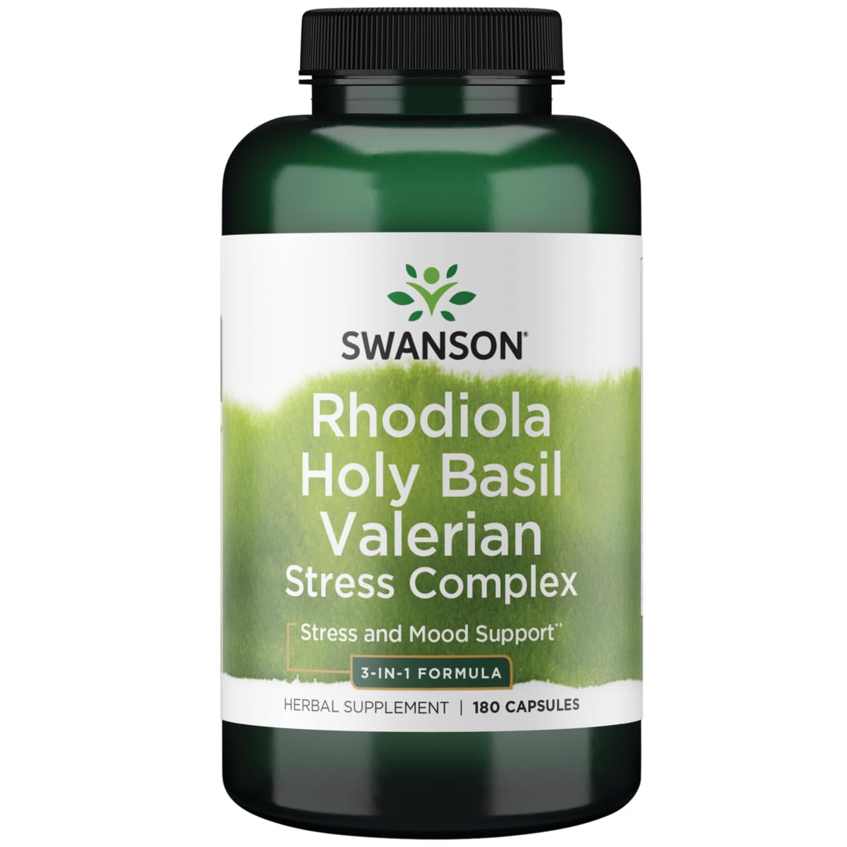 Swanson Rhodiola Holy Basil Valerian Stress Complex 225/225/225 mg – Stress Support, Wellbeing & Relaxation (180 Capsules)
