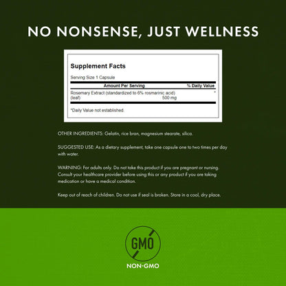 Swanson Rosemary Extract 500 mg - 60 Capsules | 6% Rosmarinic Acid