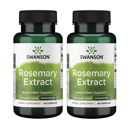 Swanson Rosemary Extract - Standardized 500 mg (60 Caps) - 2 Pack