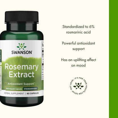 Swanson Rosemary Extract - Standardized 500 mg (60 Caps) - 2 Pack