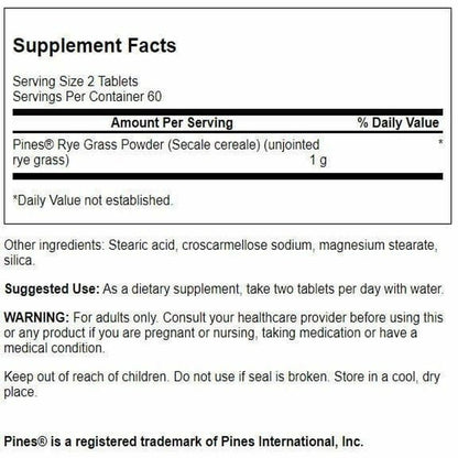 Swanson Rye Grass 500 mg - 120 Tabs | Green-Food Formula