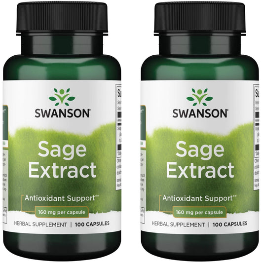 Swanson Sage Extract – Herbal Supplement for Total-Body Wellness | 100 Capsules, 160mg Each (2 Pack) BritishVita | Premium UK Vitamins & Wellness Supplements