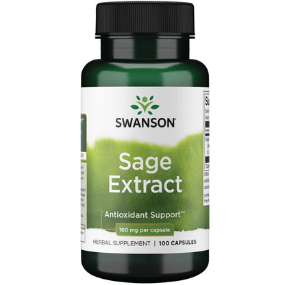 Swanson Sage Extract – Herbal Wellness Supplement (100 Caps, 160 mg)