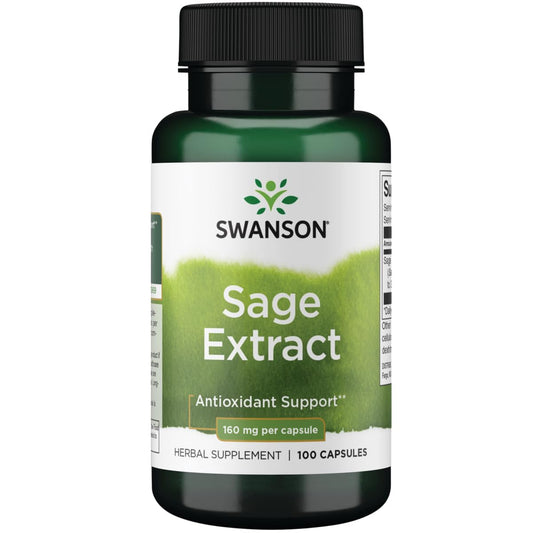 Swanson Sage Extract – Herbal Wellness Supplement (100 Caps, 160 mg) BritishVita | Premium UK Vitamins & Wellness Supplements