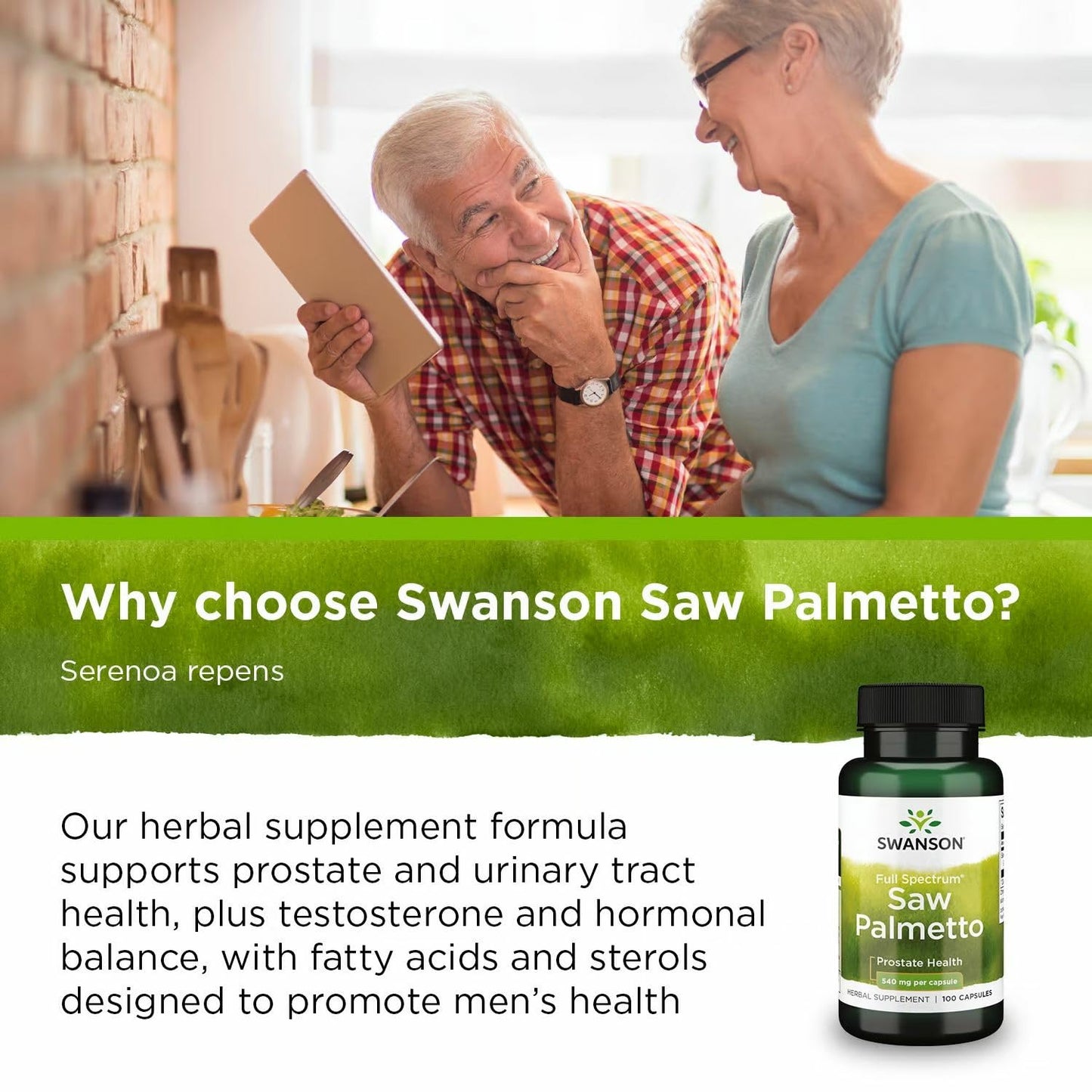 Swanson Saw Palmetto - Prostate & Urinary Health Support (540 mg, 100 capsules, 2 pack)