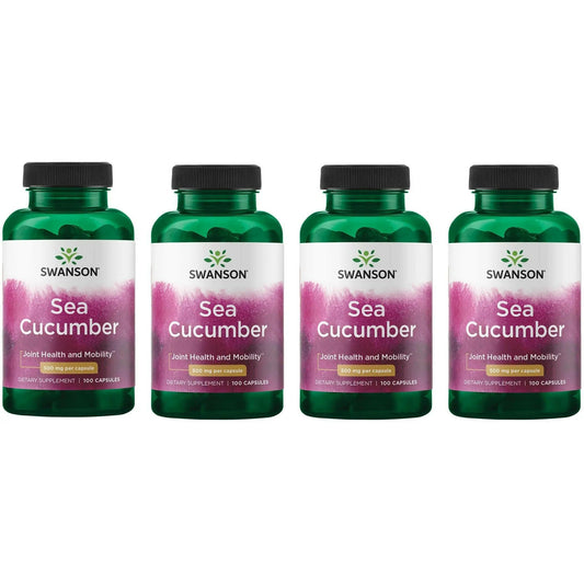 Swanson Sea Cucumber - Natural Joint Health & Mobility Support, 100 Capsules (500 mg Each) - 4 Pack BritishVita | Premium UK Vitamins & Wellness Supplements