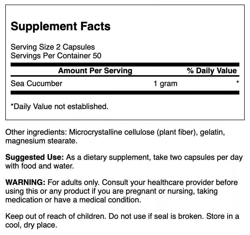 Swanson Sea Cucumber - Natural Joint Health & Mobility Support, 100 Capsules (500 mg Each) - 4 Pack BritishVita | Premium UK Vitamins & Wellness Supplements