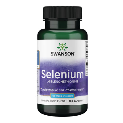Swanson Selenium (L-Selenomethionine) – Heart & Prostate Health – 300 Capsules, 100 mcg