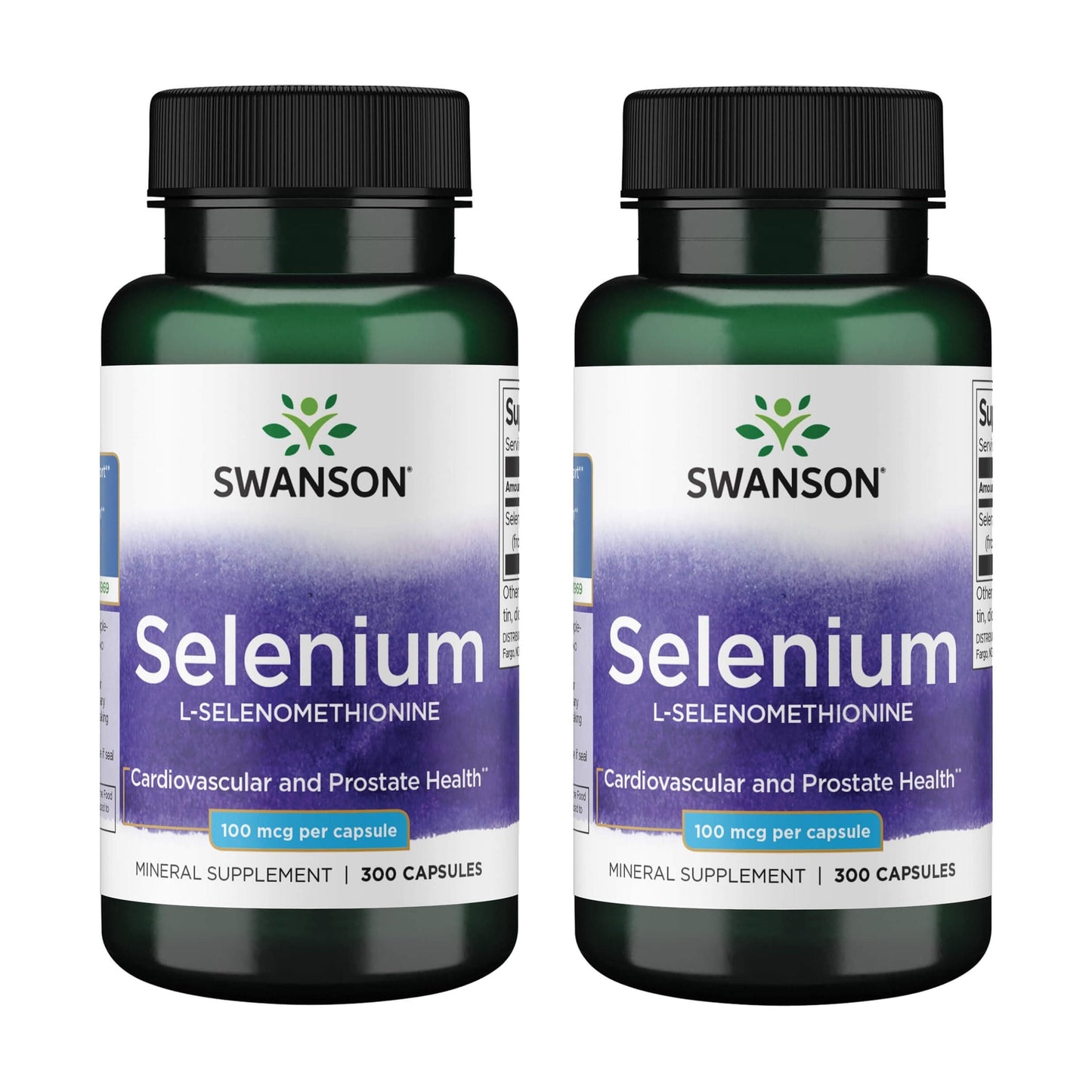 Swanson Selenium (L-Selenomethionine) - 2 Pack, 300 Capsules, 100mcg - Heart & Prostate Support