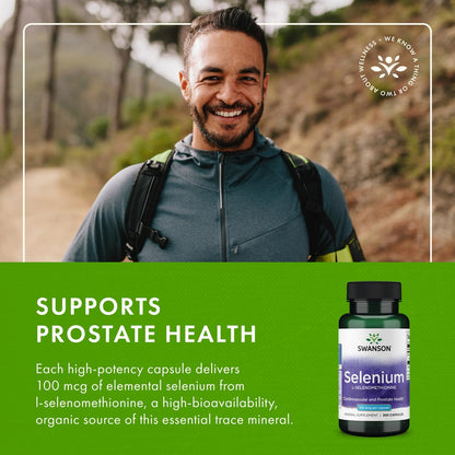 Swanson Selenium L-Selenomethionine – 300 Capsules (Pack of 2) for Heart & Prostate Health, Immune & Thyroid Support