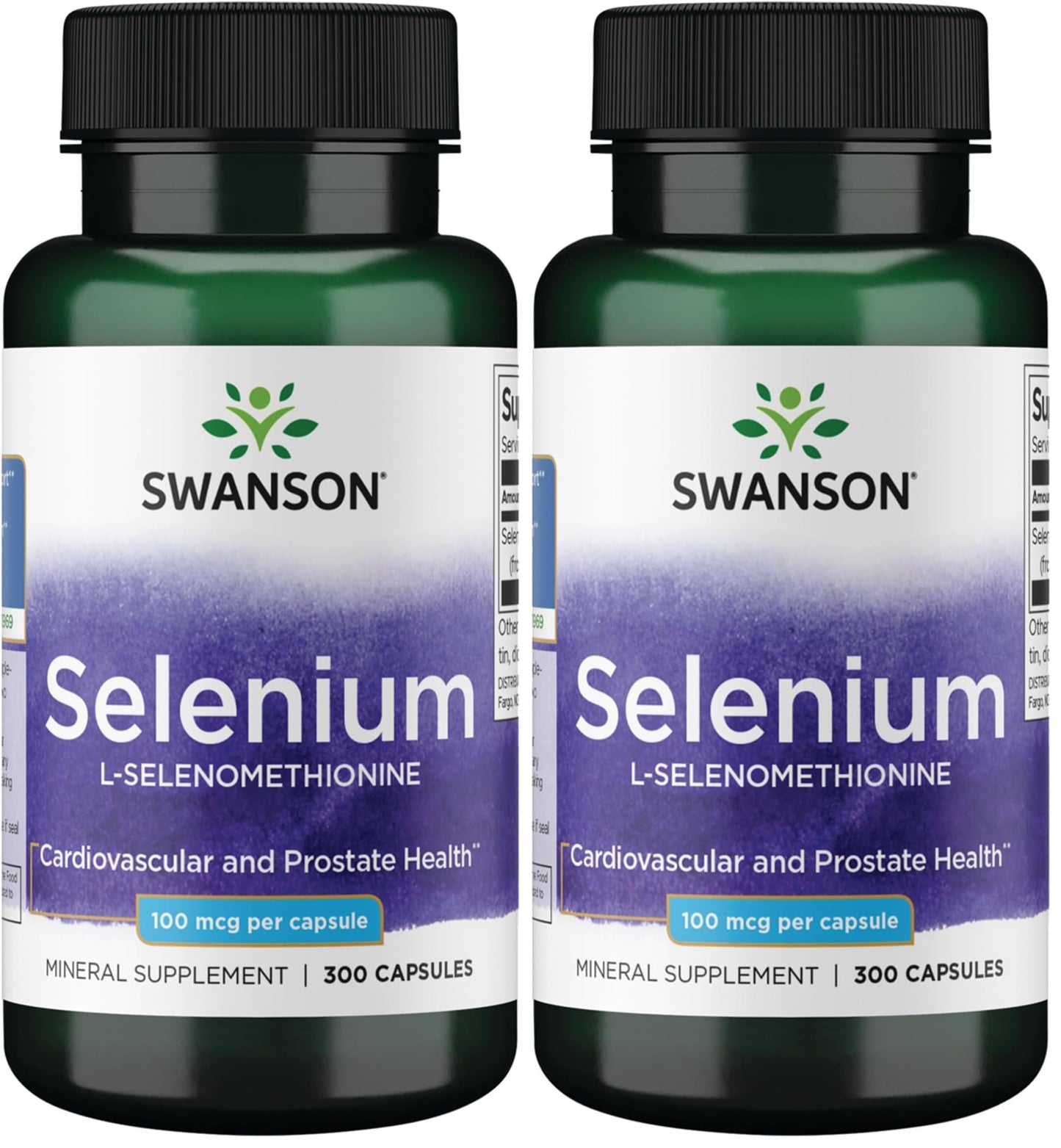 Swanson Selenium L-Selenomethionine – 300 Capsules (Pack of 2) for Heart & Prostate Health, Immune & Thyroid Support
