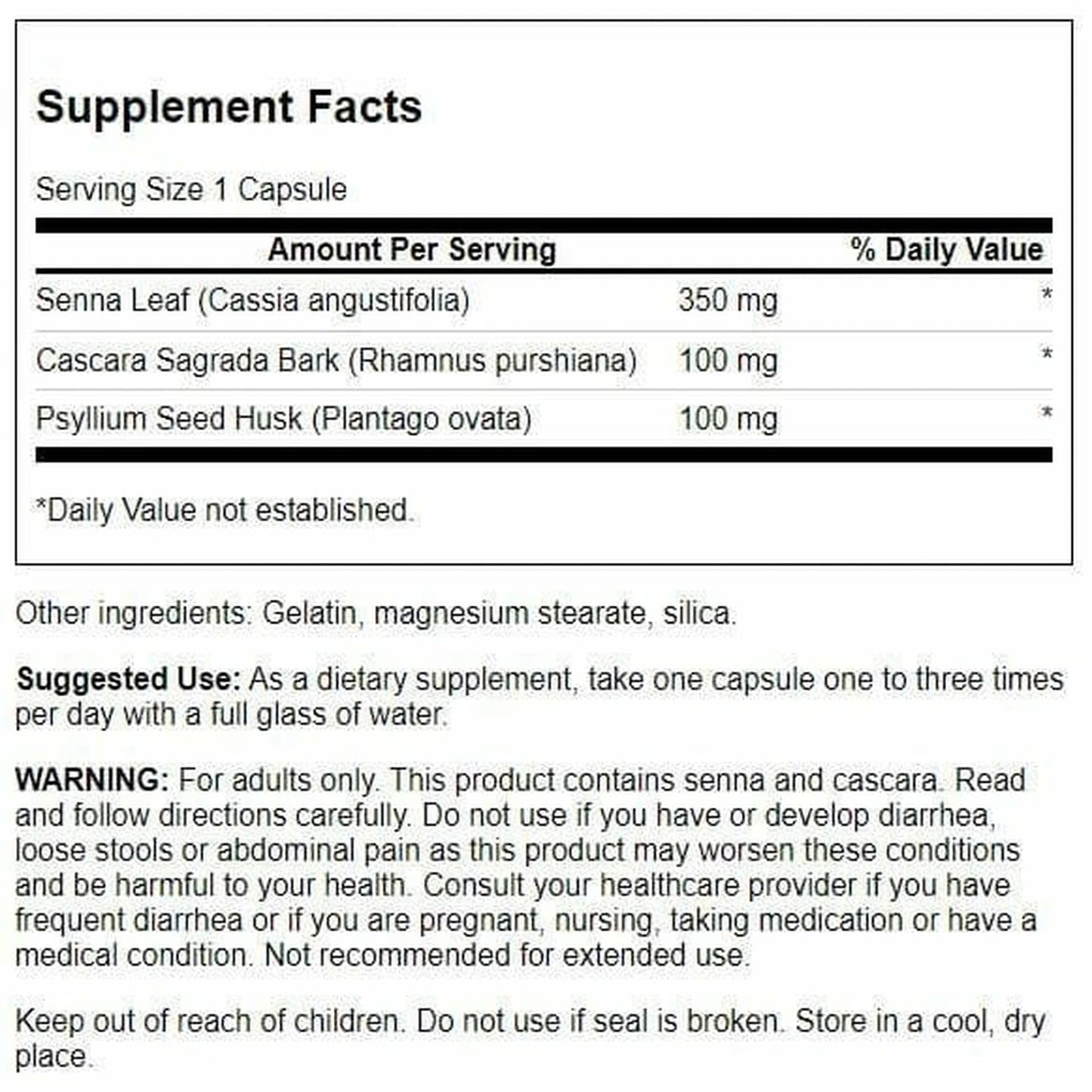 Swanson Senna Psyllium Cascara Complex GI Tract Regularity Support - 90 Capsules