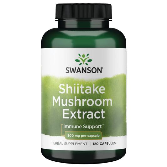 Swanson Shiitake Mushroom Extract (4:1) 500 mg - 120 Capsules BritishVita | Premium UK Vitamins & Wellness Supplements