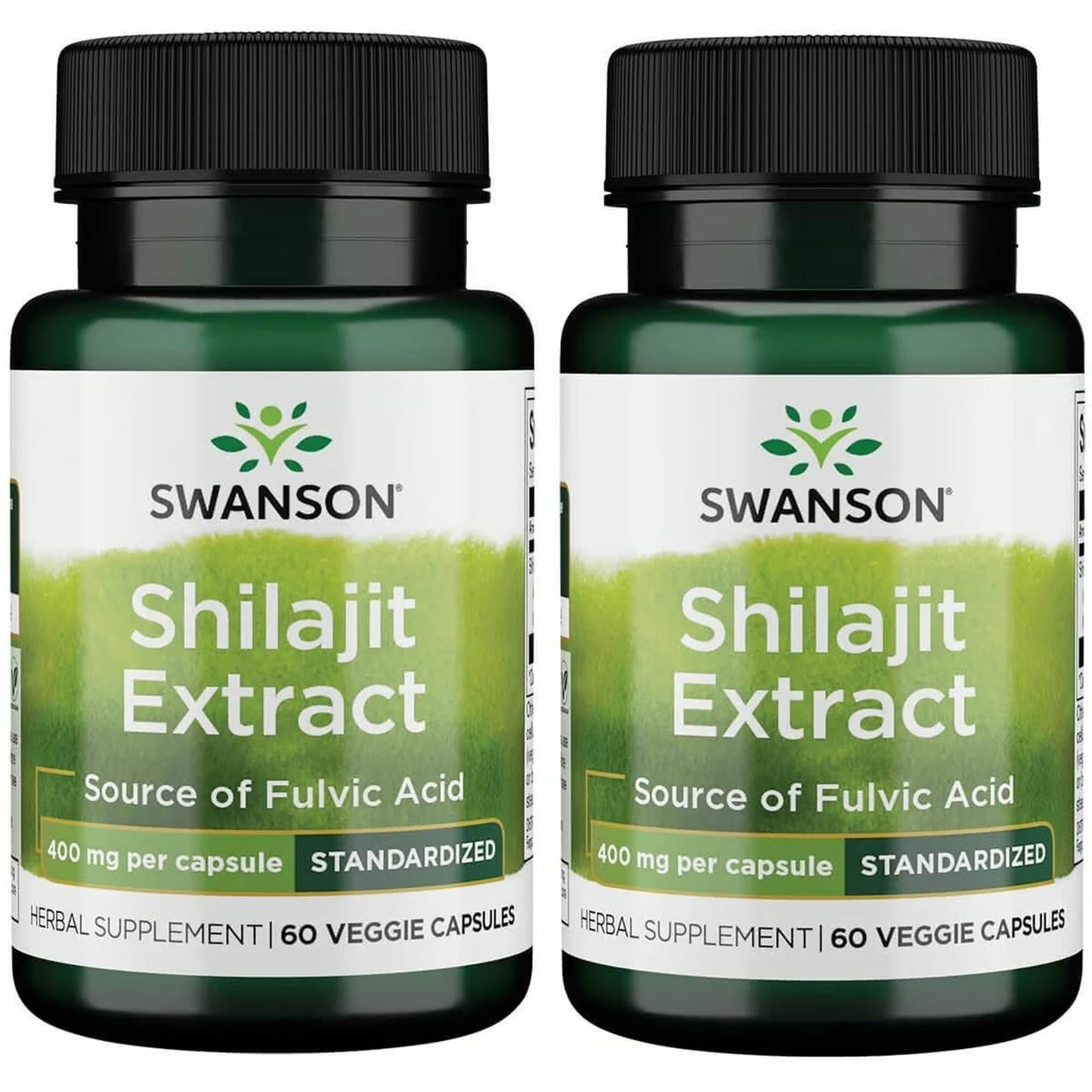 Swanson Shilajit Extract - Herbal Supplement for Cell Growth Support - 400 mg, 60 Veg Capsules, 2-Pack
