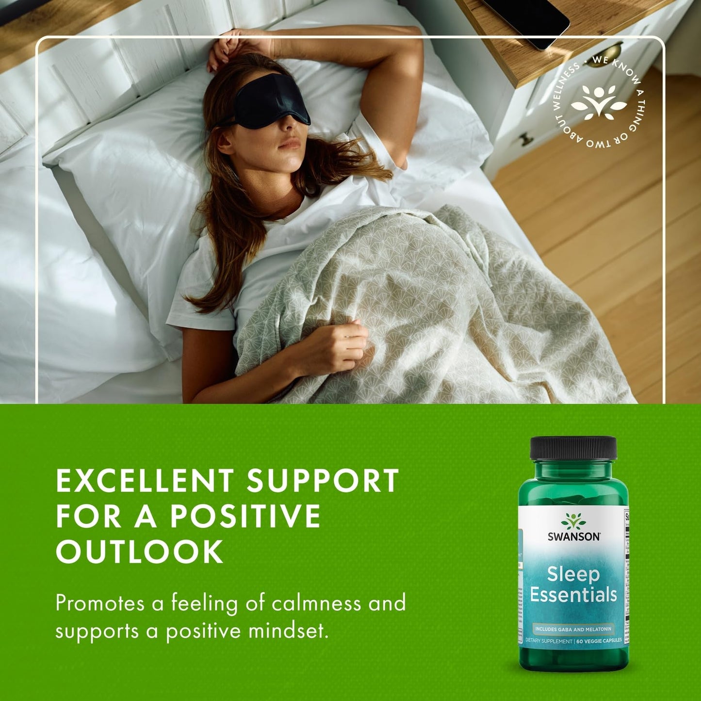 Swanson Sleep Essentials: GABA & Melatonin - 60 Veg Capsules