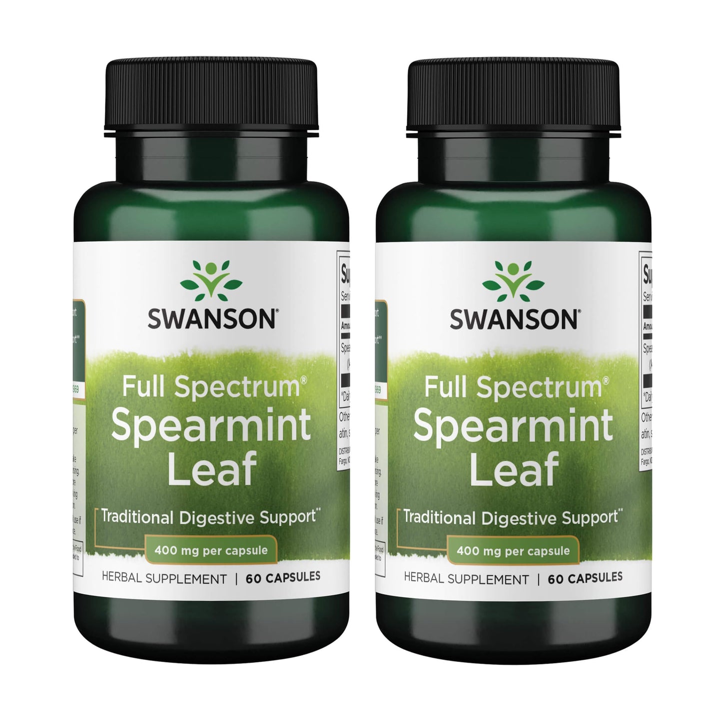 Swanson Spearmint Leaf (Mentha Spicata) - Full Spectrum Digestive Support | 60 Capsules x 400mg | 2 Pack