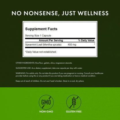 Swanson Spearmint Leaf (Mentha Spicata) - Full Spectrum Digestive Support | 60 Capsules x 400mg | 2 Pack