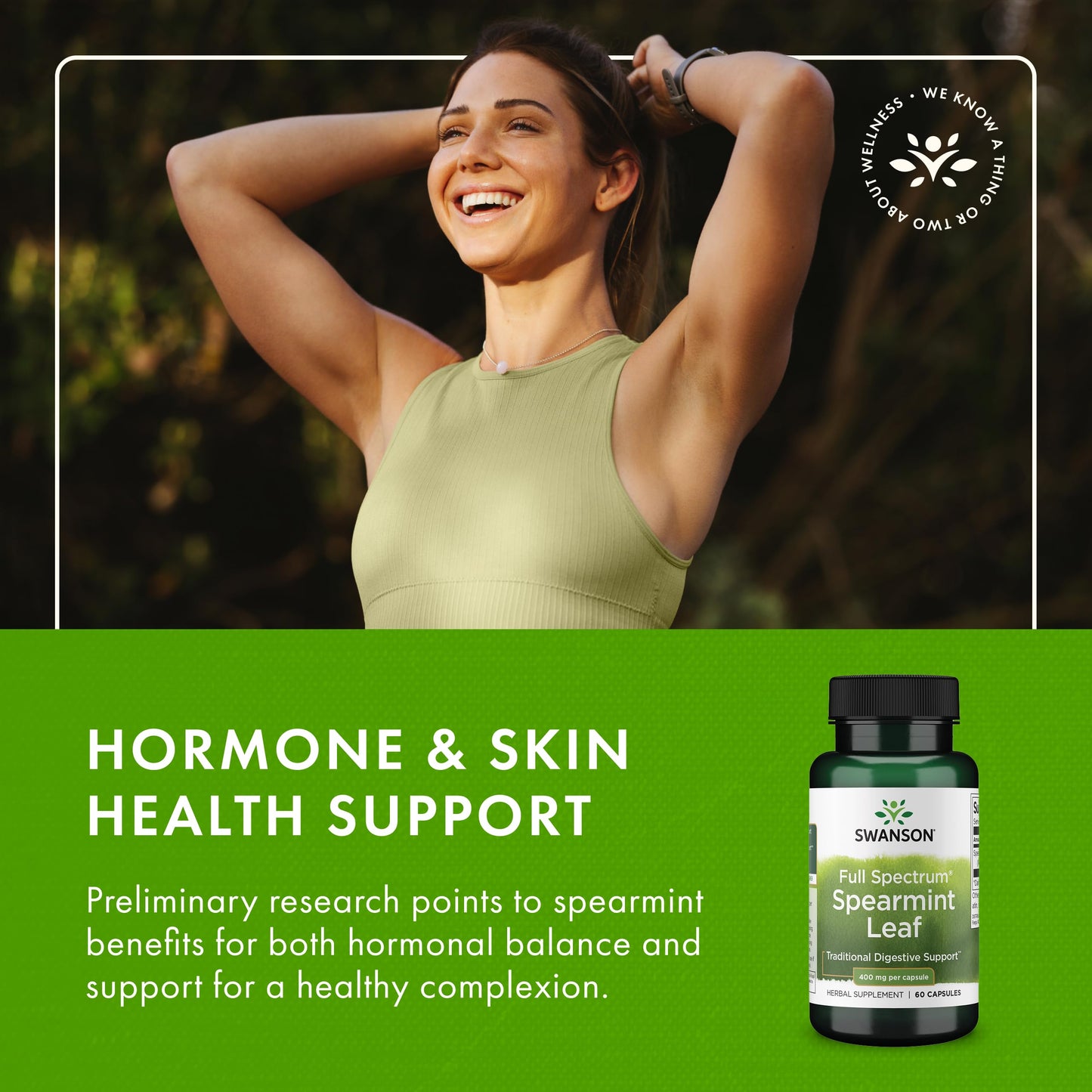 Swanson Spearmint Leaf (Mentha Spicata) - Full Spectrum Digestive Support | 60 Capsules x 400mg | 2 Pack