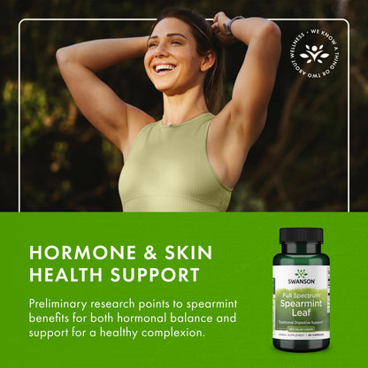 Swanson Spearmint Leaf (Mentha Spicata) - Full Spectrum Digestive Support | 60 Capsules x 400mg | 2 Pack