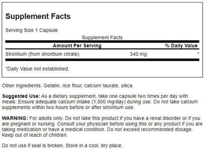Swanson Strontium Citrate 340 mg - 60 Capsules | Bone Health & Teeth Support