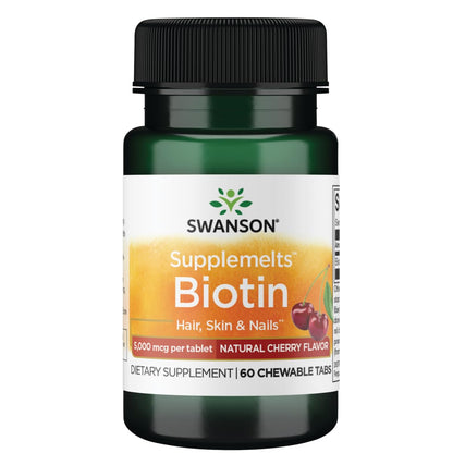 Swanson Sublingual Biotin Vitamin 5000 mcg 60 Chwbls | Hair, Skin & Nails