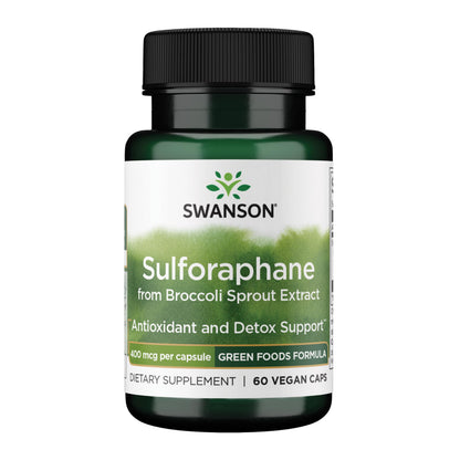 Swanson Sulforaphane - Broccoli Sprout Extract | 0.4% Sulforaphane, 60 Veggie Capsules (400 mcg each)