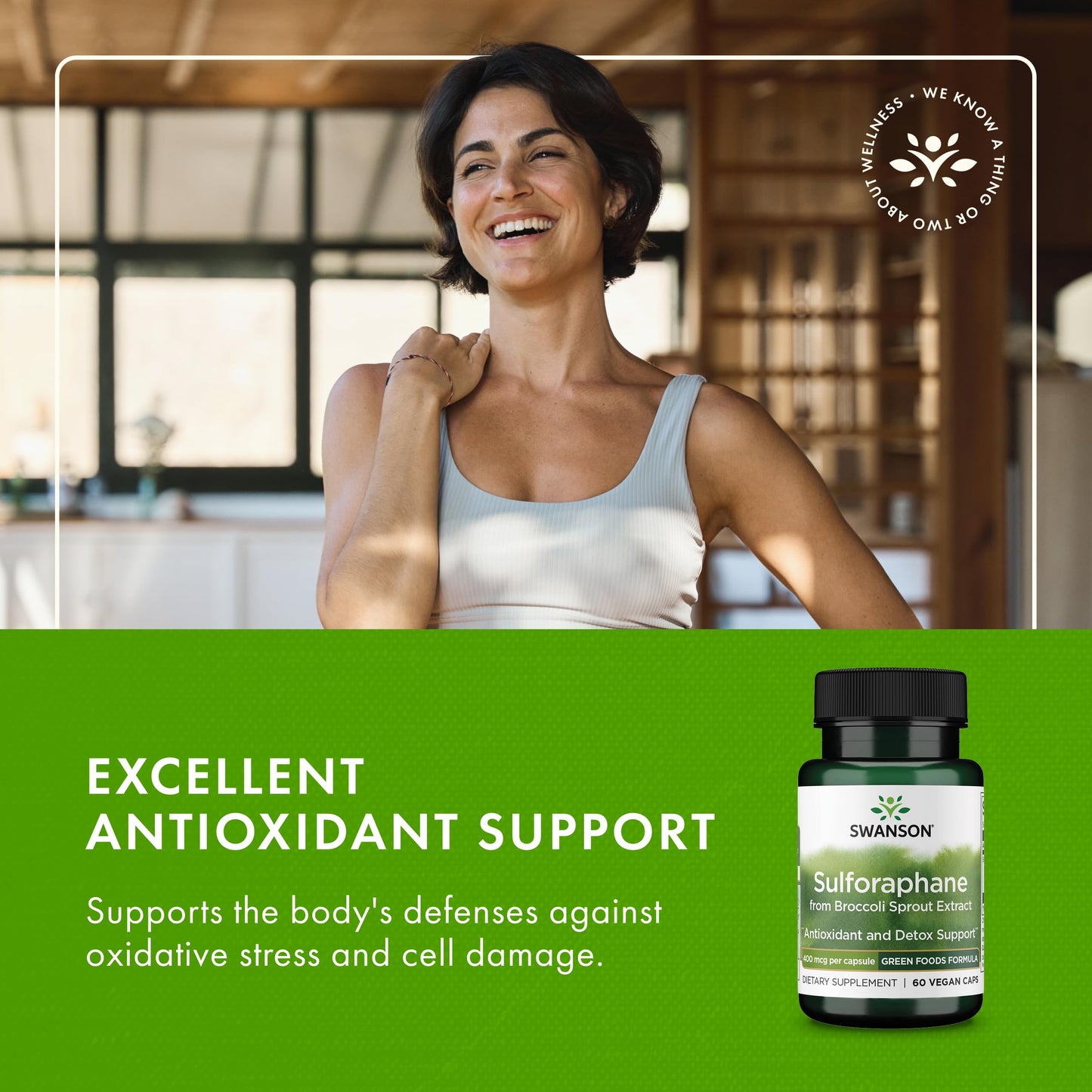 Swanson Sulforaphane - Broccoli Sprout Extract | 0.4% Sulforaphane, 60 Veggie Capsules (400 mcg each)