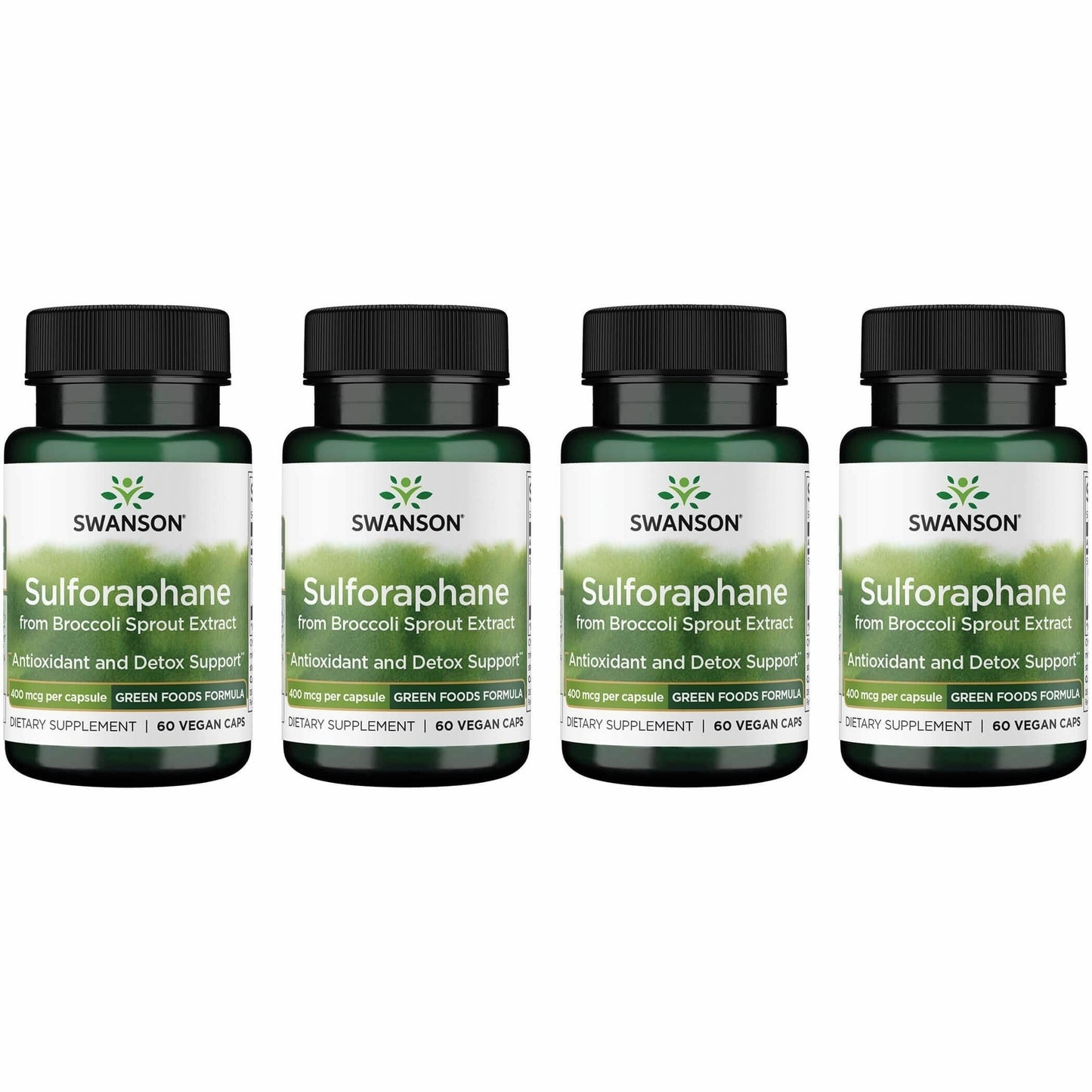 Swanson Sulforaphane - Broccoli Sprout Extract 0.4% Sulforaphane (400 mcg) | 60 Veggie Capsules - 4 Pack
