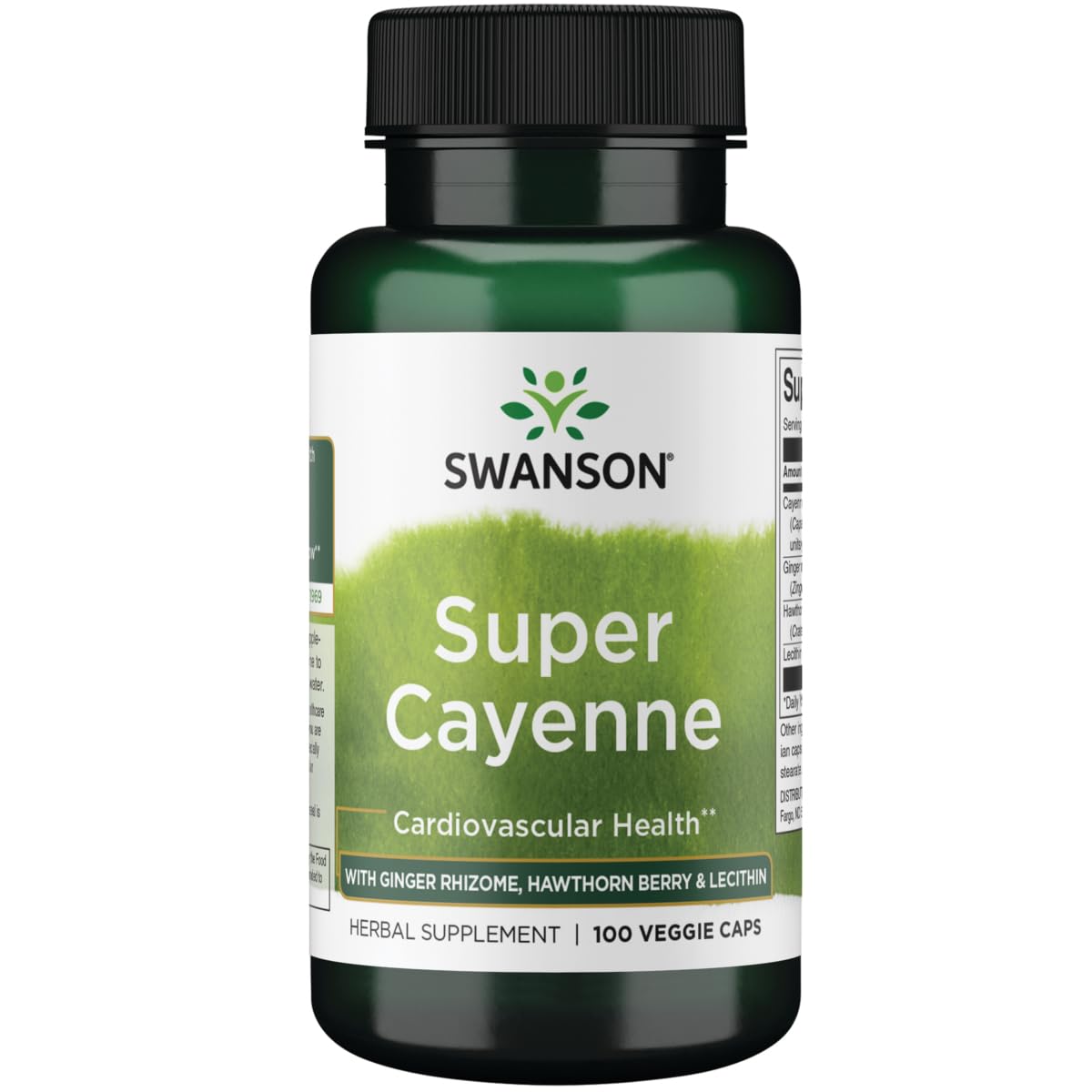Swanson Super Cayenne 100 Veg Caps – Ginger, Hawthorn & Lecithin