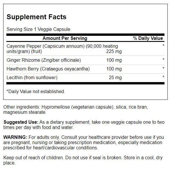 Swanson Super Cayenne 100 Veg Caps – Ginger, Hawthorn & Lecithin