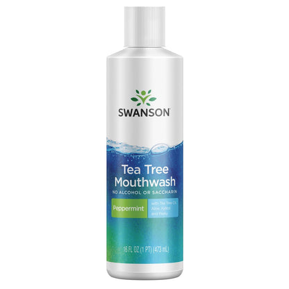 Swanson Tea Tree Mouthwash Peppermint – 16 fl oz Alcohol-Free