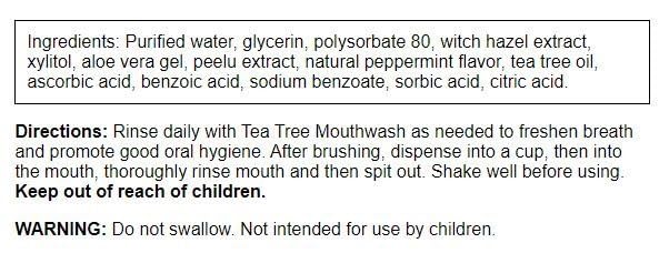 Swanson Tea Tree Mouthwash Peppermint – 16 fl oz Alcohol-Free
